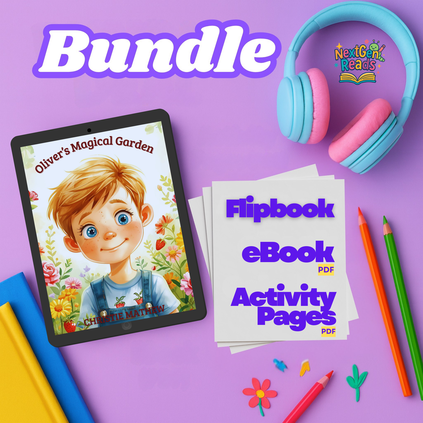 Oliver's Magical Garden Bundle | Interactive Flipbook + eBook PDF + Activities | Ages 4-8 | Nature Story & Family Adventure