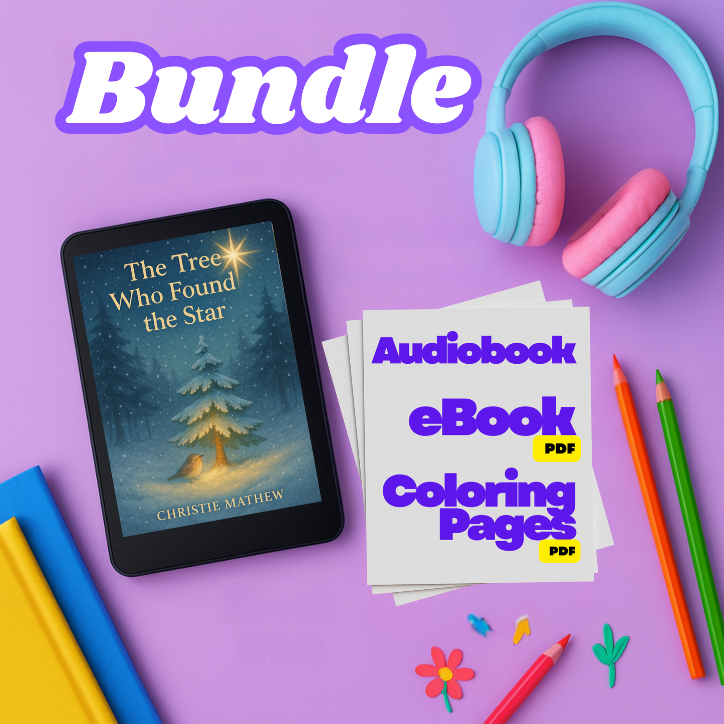 The Tree Who Found the Star – Christmas Interactive Read-Along Flipbook + eBook (PDF) + 10 Holiday Coloring Pages BUNDLE | Children’s Christmas Story for Ages 4–6